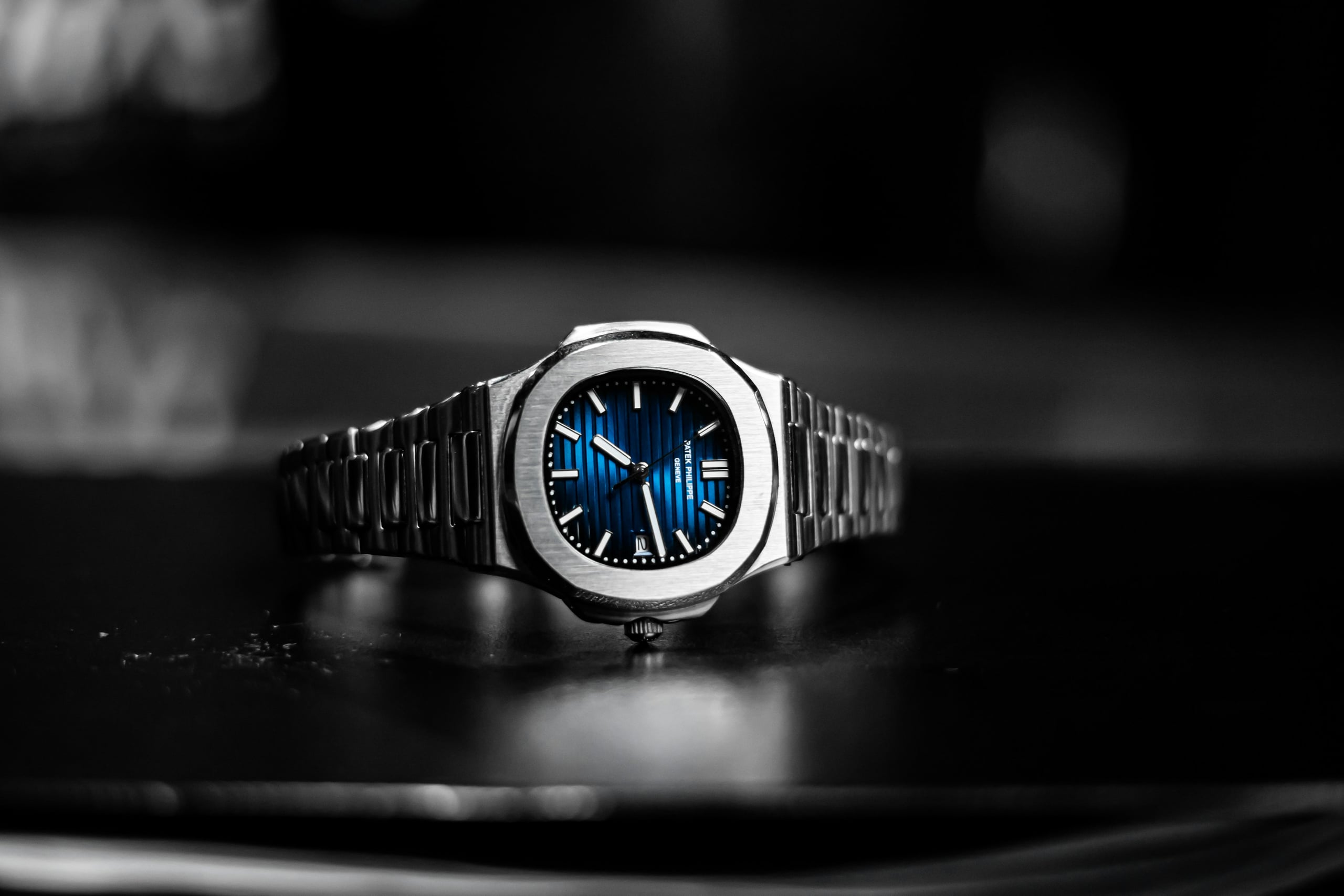 Patek Philippe Nautilus 5711 with blue gradient dial and integrated steel bracelet